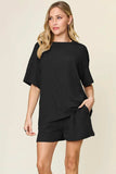 Double Take Basic style Round Neck Solid Set - Trendsi - Flyclothing LLC