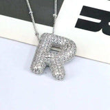 Copper Inlaid Zircon Letter Pendant Necklace - Trendsi - Flyclothing LLC