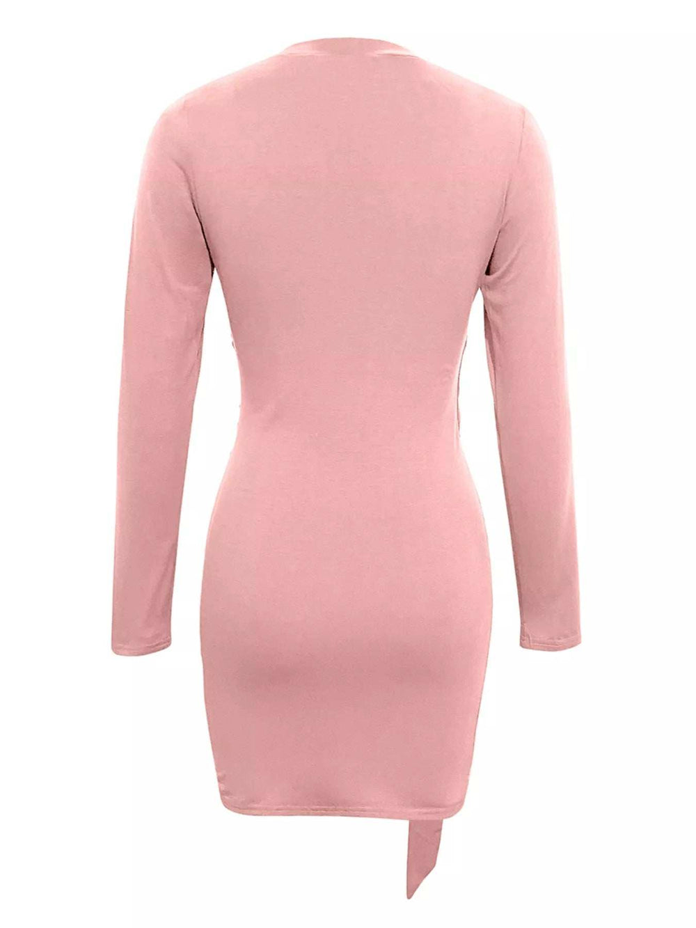 Round Neck Long Sleeve Bodycon Dress - Trendsi - Flyclothing LLC