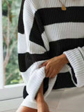 Round Neck Long Sleeve Sweater - Trendsi - Flyclothing LLC