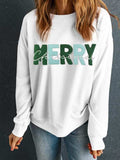 MERRY CHRISTMAS Contrast Long Sleeve Sweatshirt - Trendsi - Flyclothing LLC
