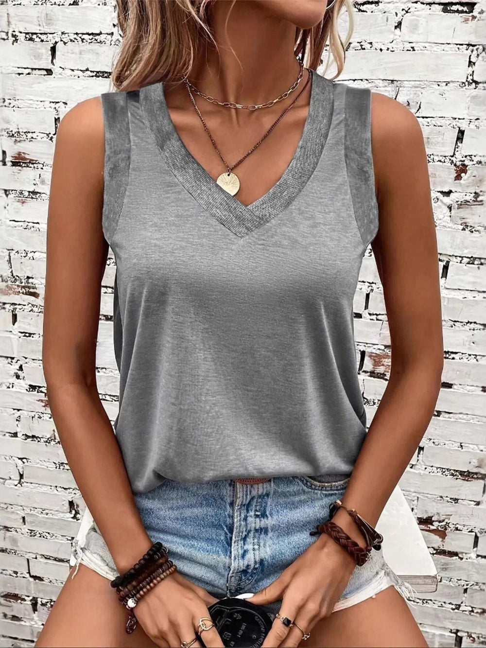 V-Neck Tank - Trendsi - Flyclothing LLC