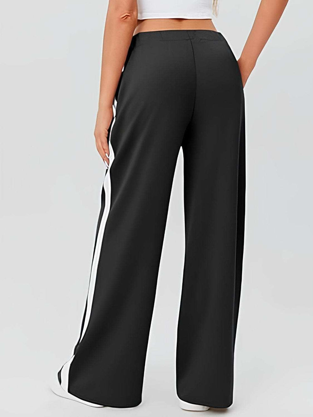 Side Striped Wide Leg Pants - Trendsi - Flyclothing LLC