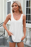 Eyelet Scoop Neck Wide Strap Tank - Trendsi - Flyclothing LLC