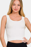 Zenana Ribbed Round Neck Cropped Tank - Trendsi - Flyclothing LLC