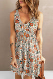 Sunflower Print Button Down Sleeveless Dress - Trendsi - Flyclothing LLC