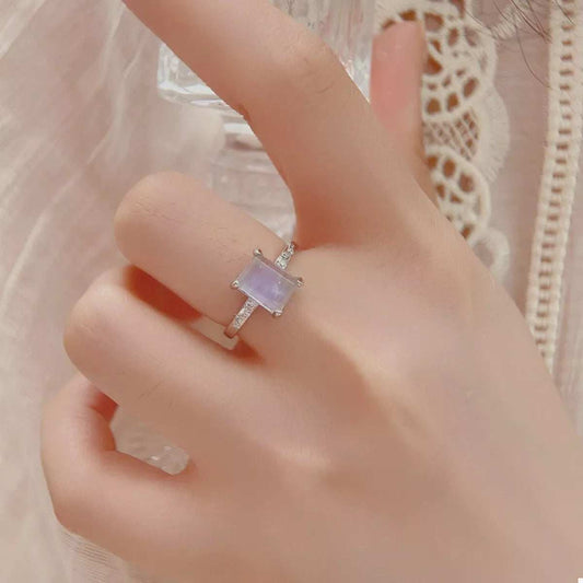 925 Sterling Silver Zircon Rectangle Ring - Trendsi - Flyclothing LLC