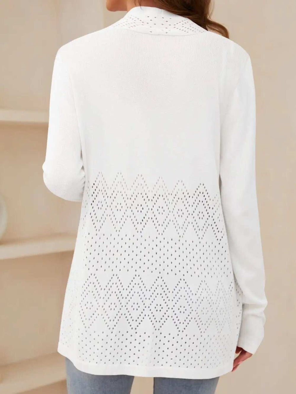 Openwork Open Front Long Sleeve Cardigan - Trendsi - Flyclothing LLC