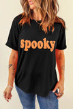 SPOOKY Round Neck Short Sleeve T-Shirt - Trendsi - Flyclothing LLC