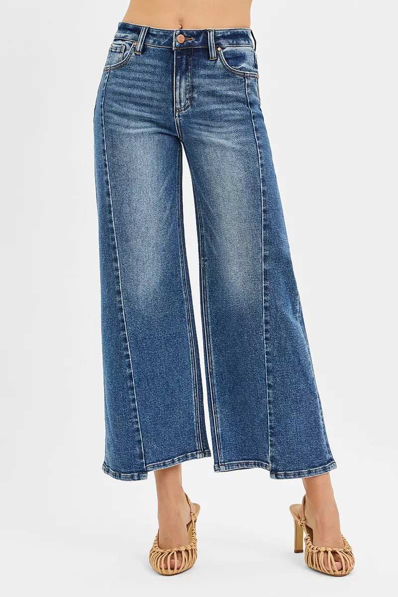 RISEN High Rise Crop Wide Leg Jeans with Step Hem - Trendsi - Flyclothing LLC