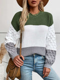 Color Block Round Neck Long Sleeve Sweater - Trendsi - Flyclothing LLC
