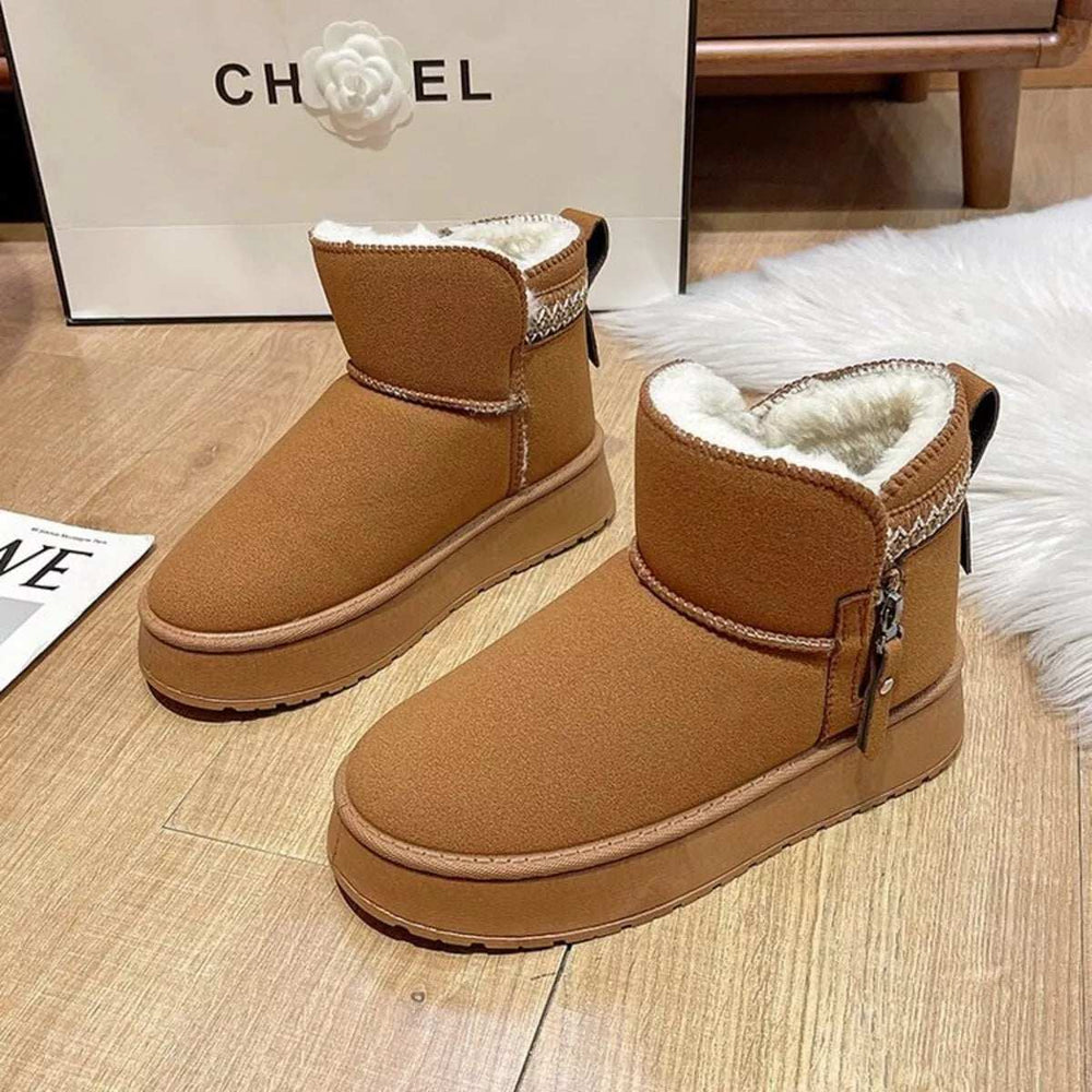 Round Toe Platform Boots - Trendsi - Flyclothing LLC