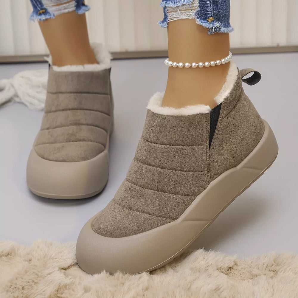 Warm Plush Lined Ankle Boots - Trendsi - Flyclothing LLC