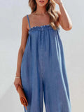 Spaghetti Strap Wide Leg Denim Jumpsuit - Trendsi - Flyclothing LLC