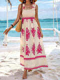 Smocked Printed Wide Strap Maxi Dress - Trendsi - Flyclothing LLC