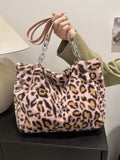 Faux Fur Leopard Shoulder Bag - Trendsi - Flyclothing LLC