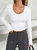 V-Neck Long Sleeve T-Shirt - Trendsi - Flyclothing LLC