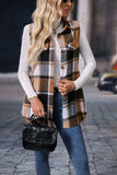 Plaid Button Up Vest Coat - Trendsi - Flyclothing LLC