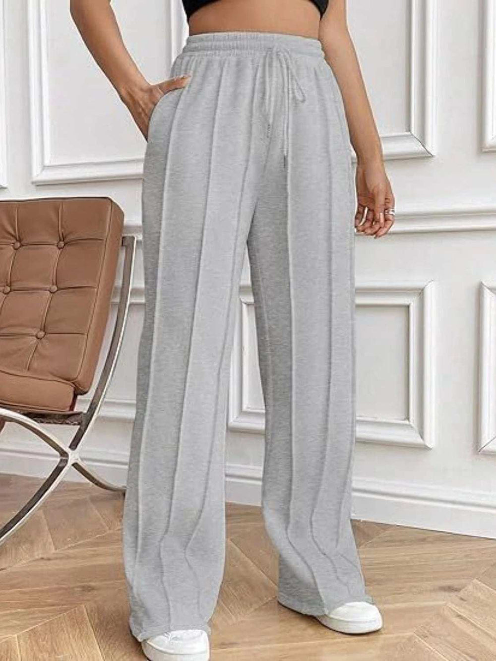 Drawstring Wide Leg Pants with Pockets - Trendsi - Flyclothing LLC