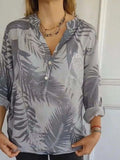 Full Size Printed Button Detail Long Sleeve Blouse Plus Size - Trendsi - Flyclothing LLC