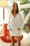 BiBi Waffle Thermal And Terry Mix Washed Zip Up Hoodie - Trendsi - Flyclothing LLC