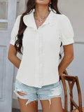 Devine Button Down Striped Short Sleeve Shirt - Trendsi - Flyclothing LLC