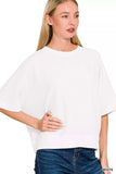 Zenana Double Knit Banded Bottom Short Sleeve Top - Trendsi - Flyclothing LLC