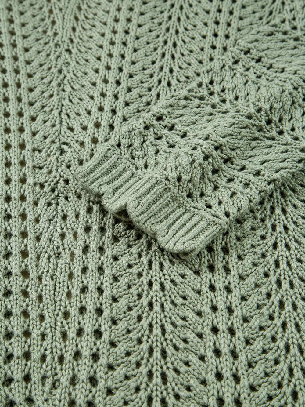 Scalloped Edge Eyelet Knit Batwing Sleeve Cardigan - Trendsi - Flyclothing LLC