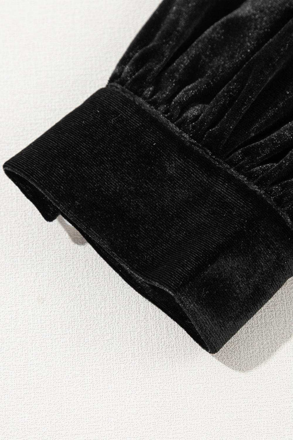 Ruffle Hem Slit V-Neck Long Sleeve Dress - Trendsi - Flyclothing LLC