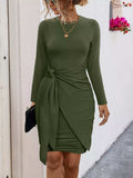 Round Neck Long Sleeve Bodycon Dress - Trendsi - Flyclothing LLC