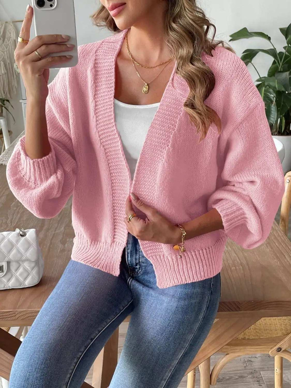 Open Front Long Sleeve Cardigan - Trendsi - Flyclothing LLC