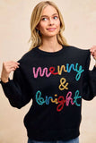 BiBi Tinsel Lettering Christmas Sweater - Trendsi - Flyclothing LLC