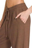 Zenana Linen Drawstring Pants - Trendsi - Flyclothing LLC