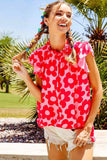BiBi Floral Contrast Ruffled Top - Trendsi - Flyclothing LLC