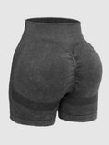 Washed High Waist Active Shorts - Trendsi - Flyclothing LLC
