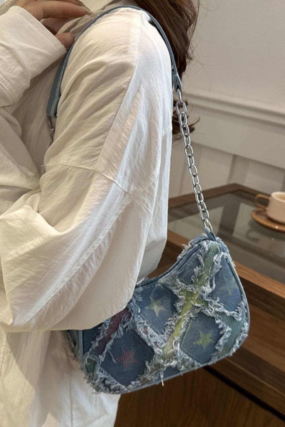 Fringe Star Print Shoulder Bag - Trendsi - Flyclothing LLC