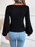 V-Neck Crochet Long Sleeve Top - Trendsi - Flyclothing LLC