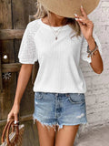 Round Neck Short Sleeve Top - Trendsi - Flyclothing LLC