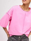 Round Neck Half Sleeve T-Shirt - Trendsi - Flyclothing LLC
