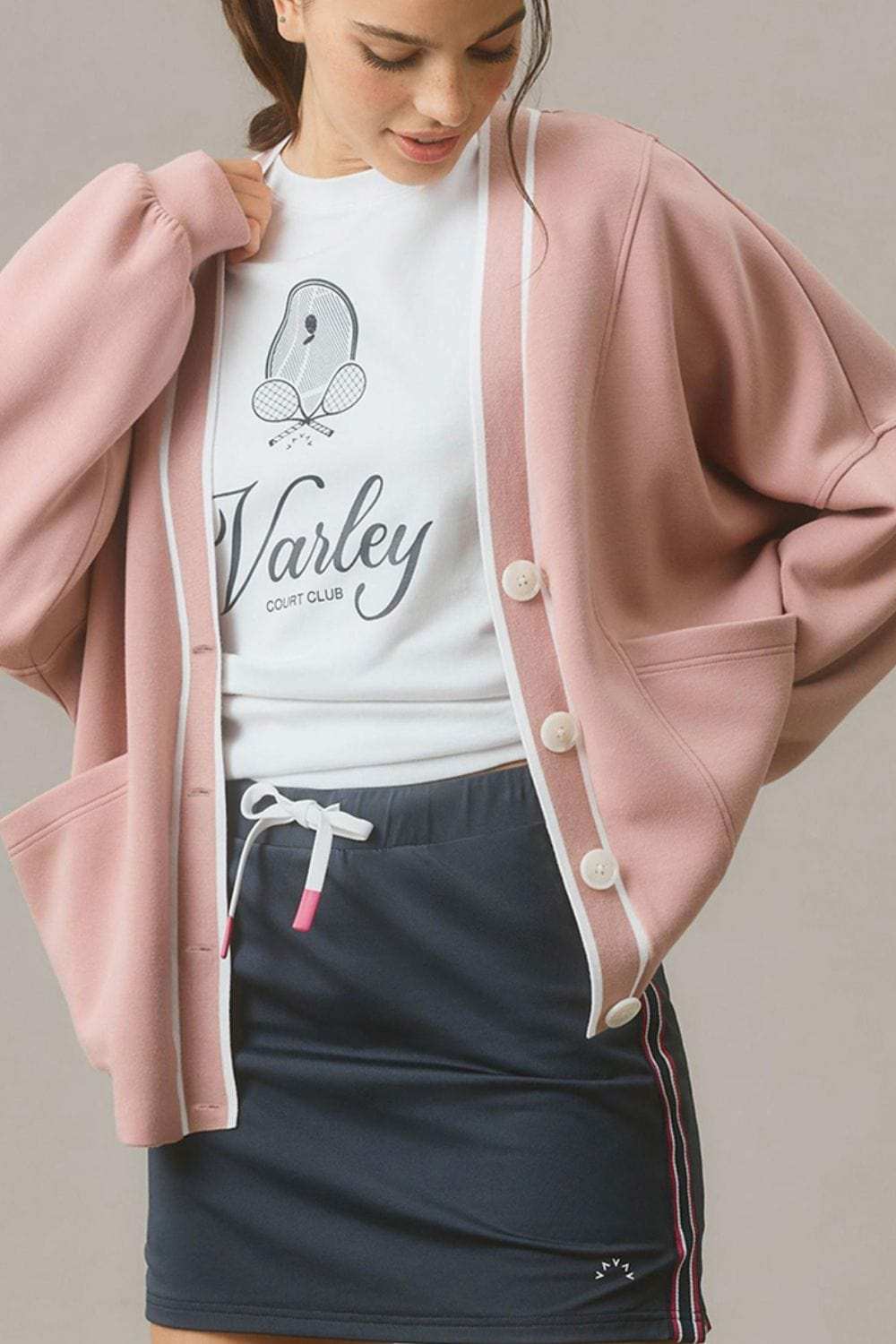 Contrast Trim V Neck Button Up Cardigan - Trendsi - Flyclothing LLC