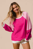 Striped Round Neck Long Sleeve Sweatshirt - Trendsi - Flyclothing LLC