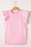 Textured Ruffle Cap Sleeve Top - Trendsi - Flyclothing LLC