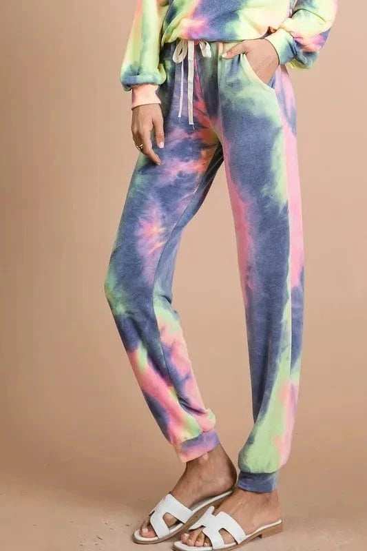 BiBi Tie Dye French Terry Casual Pants - Trendsi - Flyclothing LLC