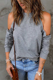 Cold Shoulder Long Sleeve Sweatshirt - Trendsi - Flyclothing LLC