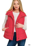 Zenana High Neck Zip-Up Vest Coat - Trendsi - Flyclothing LLC