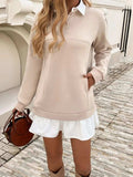 Devine Ruffle Hem Long Sleeve Mini Dress - Trendsi - Flyclothing LLC