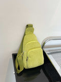 Corduroy Solid Color Crossbody Bag - Trendsi - Flyclothing LLC