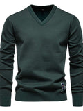 Men's Ribbed Hem V-Neck Long Sleeve Sweater - Trendsi - Flyclothing LLC
