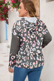 Plus Size Leopard Dropped Shoulder Long Sleeve Hoodie - Trendsi - Flyclothing LLC