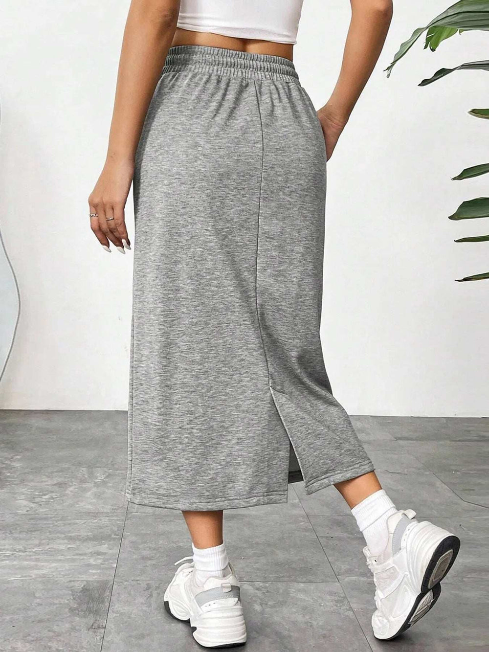 Slit Drawstring Midi Skirt - Trendsi - Flyclothing LLC